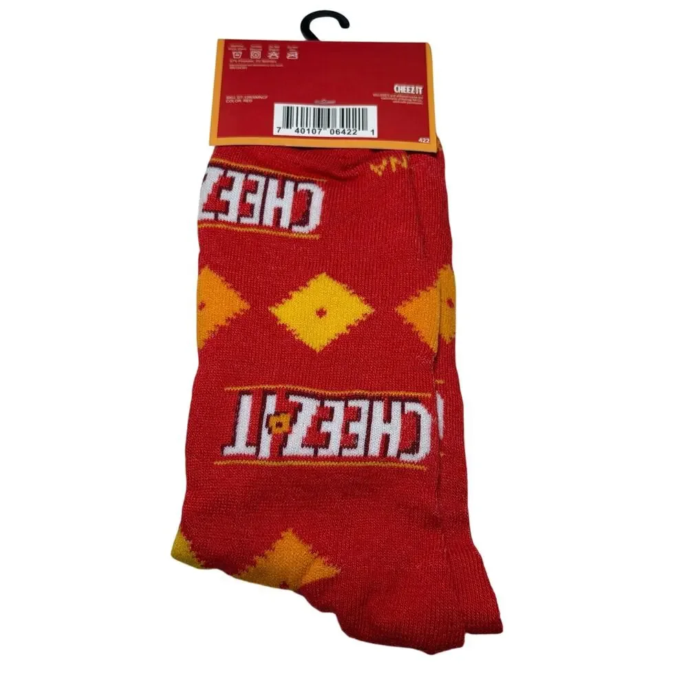 Cheez It Crackers Men's Novelty Crew Socks 1 Pair Red Shoe Size 6-12